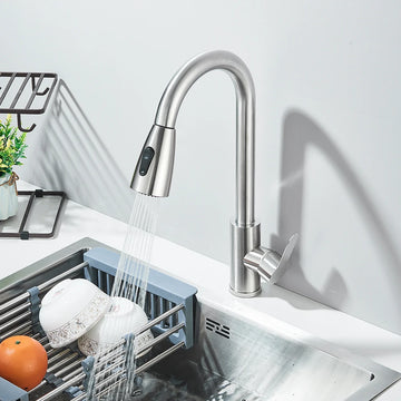 Brushed Nickel Kitchen Faucet Single Handle Hot and Cold Mixer Tap Stream Sprayer Chrome/Black Pull Out Faucet