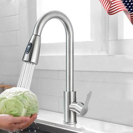 Brushed Nickel Kitchen Faucet Single Handle Hot and Cold Mixer Tap Stream Sprayer Chrome/Black Pull Out Faucet
